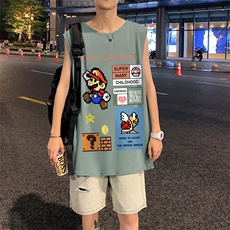 ！港风夏季无袖背心男汗衫男纯棉坎肩短袖T恤男B26-P20，男装背心/马甲，电商B367