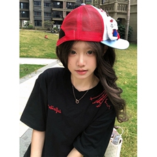 H0829-P35刺绣工艺螺纹领+包边拉肩休闲宽松短袖T恤，女装T恤，星座617A-2