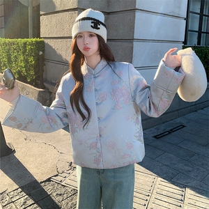 现货！（90新标带检）新中式提花料立体花羽绒服女气质保暖外套图片