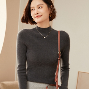 时尚百搭半高领羊绒衫女修身显瘦保暖打底衫高品质纯色针织毛衣图片