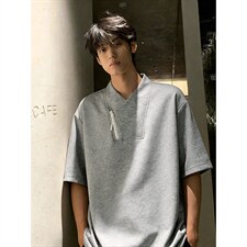 2026夏季新款V领270g华棉宽松短袖T恤DT6263特P25建议零售价68，男装T恤，电商A001