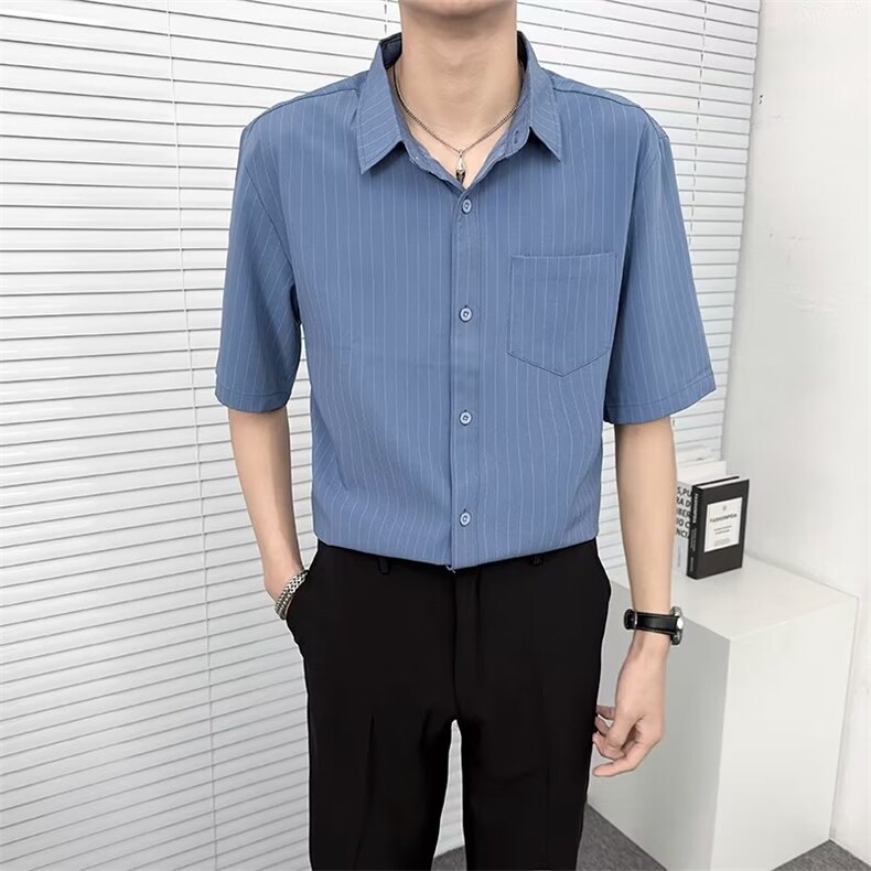 日系冰丝长袖白衬衫男夏季潮牌宽松休闲情侣衬衣D8310B-2-P35,男装衬衫,星座310B-2