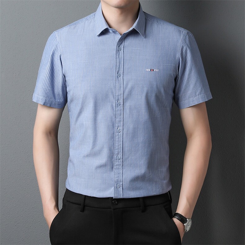 BJ2363钱塘2020-2夏季新款薄款休闲男士短袖衬衫纯色百搭衬衣P56，男装衬衫，钱塘207-2