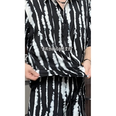 短袖衬衫男+短裤男潮流休闲套装男M-5XL大码TZ78719P50控98模特图，男装牛仔裤，星座226-1