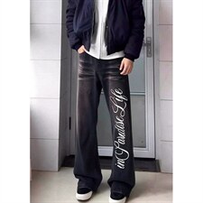 微喇牛仔裤男春秋美式高街vibe裤子修身显瘦直筒弯刀裤N62，男装牛仔裤，星座1116A（原606A-3）