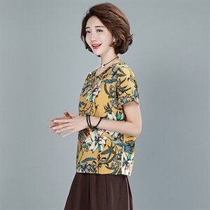 T恤2021年夏季时尚印花潮流圆领碎花短袖图片