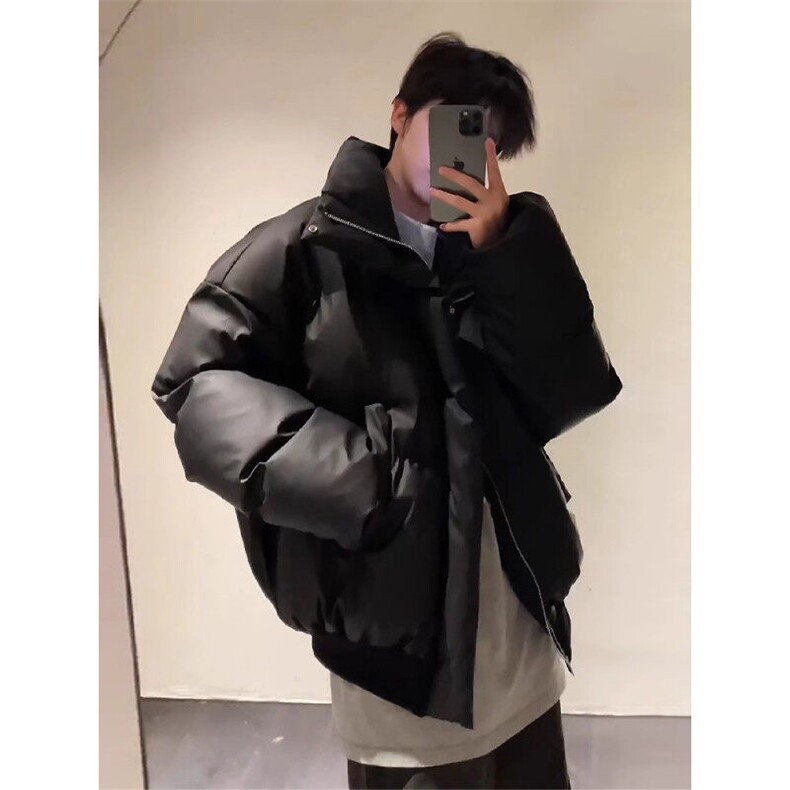 短款棉服男款2025年新款美式复古pu皮棉衣 MY258 直播图片