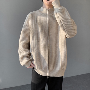 秋冬立领毛衣开衫针织男士慵懒风线衣外套图片