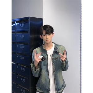 【有货】美式复古水洗蓝色牛仔外套男春秋短款夹克W353WW-特P75
