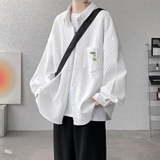 衬衫男2025春季新款港风宽松大码提花长袖衬衣CS027-P45，男装衬衫，星座214-3