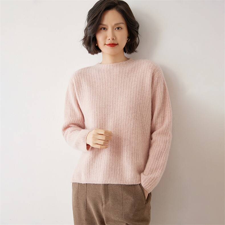 秋冬圆领35%羊绒衫女针织打底衫长袖内搭时尚毛衣,女装羊绒衫,雪山红莲