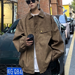美式复古皮衣外套男春秋季潮牌痞帅宽松PU皮夹克 J2516 P95 控128图片