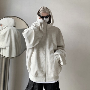 美式双拉链设计重磅百搭宽松落肩连帽开衫卫衣B289-WY3016-特P68，男装卫衣，电商B289