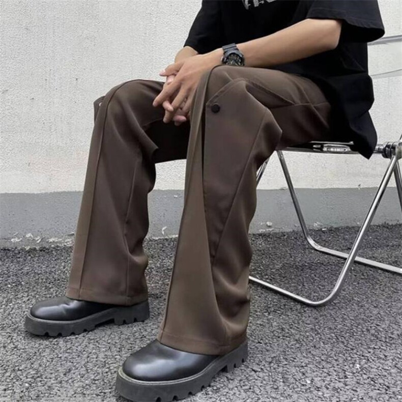 夏季薄款潮牌美式黑色休闲裤男高街直筒宽松拉链西裤百搭垂感长裤,男装休闲裤,星座601-2