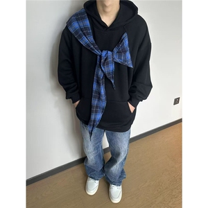 1053#纯棉华棉卫衣-原版做法格子绑带图片