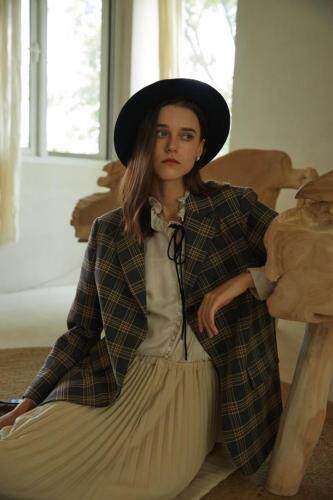 【??秋季新品磨毛复古格子西装】，女装西装，DIINTTO地朵