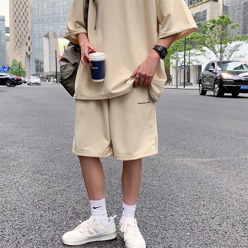 男原宿休闲套装夏季慵懒五分裤新款潮流五分袖时尚流行文艺气质,男装休闲套装,星座716-3
