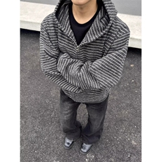 条纹连帽卫衣男款秋季高级感慵懒风开衫cleanfit情侣外套W301，女装短外套，星座1116A（原606A-3）