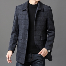 男士派克服外套休闲翻领羽绒内胆毛呢大衣尼克服风衣，男装毛呢大衣，电商B360
