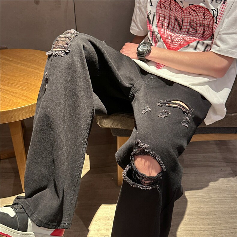 xz116-k1016-P50-控78现货破洞大码牛仔裤,男装牛仔裤,星座116