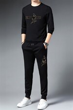 2023新款春秋季休闲运动套装男士圆领长袖t恤印花上衣中青年男装，男装休闲套装，电商B212（原钱塘6029）
