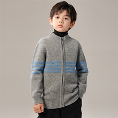 保暖儿童羊毛开衫男女童秋冬必备舒适百搭黄色条纹品质羊毛材质，童装儿童羊毛衫，暖钟情羊绒