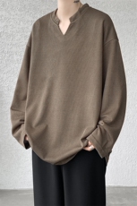 8XL-M长袖打底衫T恤V领针织体恤麦穗条卫衣加肥加大码TX3102特P35，男装T恤，电商B238