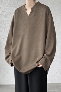 8XL-M长袖打底衫T恤V领针织体恤麦穗条卫衣加肥加大码TX3102特P35图片