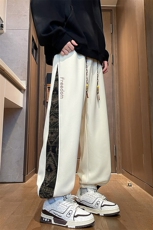 8XL-M民族拼接刺绣束脚卫裤男冬加绒加厚大码运动裤KZ024P45，男装休闲裤，电商B312