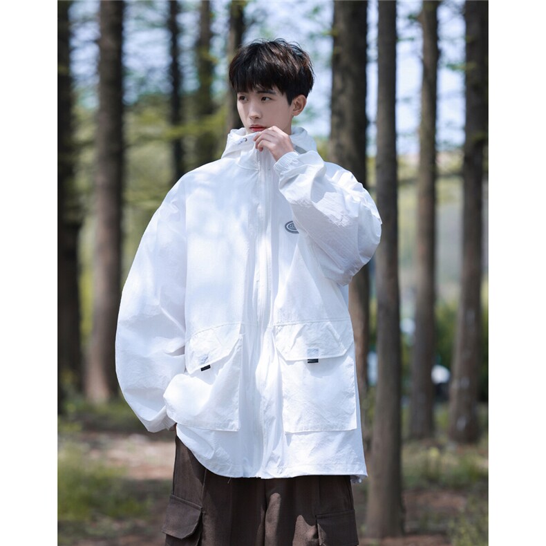 港风工装大口袋防晒衣男四角星金属点缀防晒服男FS77009P50控78，男装防晒衣，星座227-7