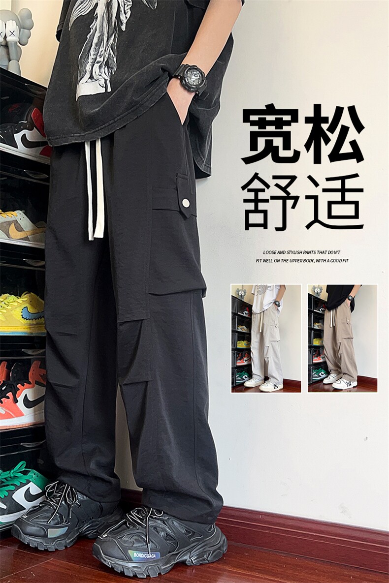 直播数据款春季新款大口袋伞兵裤宽松直筒休闲裤工装裤K515-P42,男装休闲裤,星座914-3