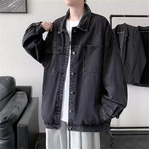 1506-1/JY80181/P44水洗牛仔外套男宽松高街宽松工装做旧翻领夹克图片