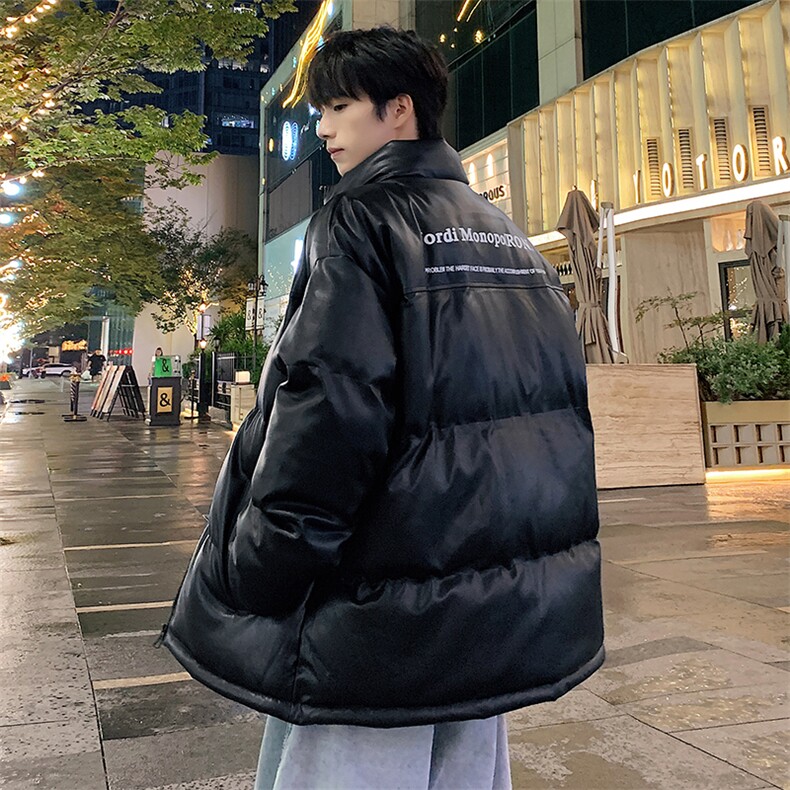 港风潮牌新款亮皮防水立领棉服潮流保暖棉衣M083S-P100控139,男装棉衣,星座717