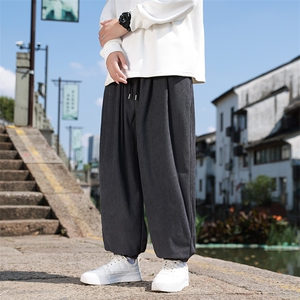 风秋季新款灯芯绒长裤子男束脚裤日系复古大码休闲裤K18-P35图片
