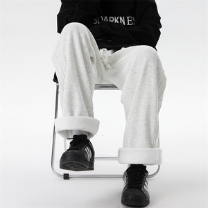 8XL-M加绒卫裤加肥加大码侧边褶皱裤子运动长裤KZ1901/P50加绒60