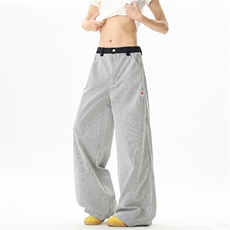 港风条纹直筒裤休闲裤长裤A014-DY25315-P55控78，男装休闲裤，电商A014