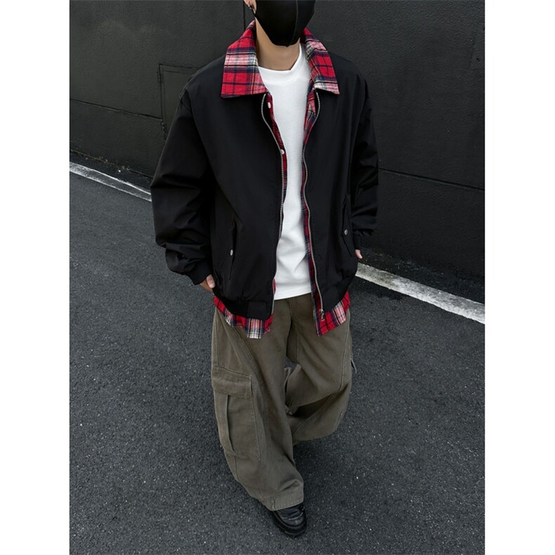 老钱风假两件外套男2025春秋新款拼接撞色宽松cleanfit飞行服夹克,男装夹克,星座410-6（原星座1304-1）