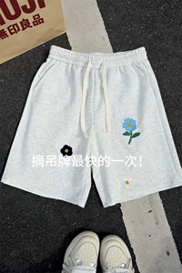 B221 美式ins高街刺绣小花休闲短裤五分裤 LK25544-特P25控58.8图片
