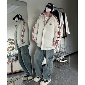 现货假两件格子羽绒棉衣抖音得物二开冬季棉服加厚外套BMY204图片