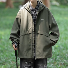 冲锋衣外套男春秋季山系连帽工装夹克宽松潮牌防风登山服CF91-P60，男装夹克，星座1008-2