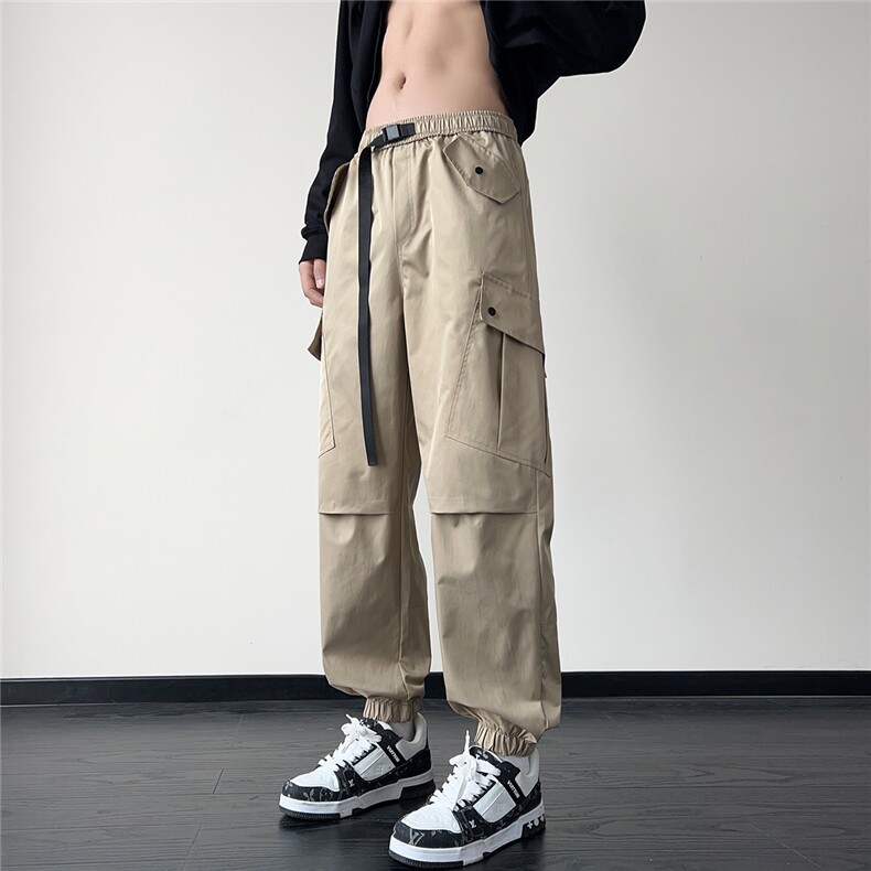 2025秋冬装装潮牌男冲锋裤织带扣宽松工装裤K8799/特P38卡其,男装休闲裤,电商A094