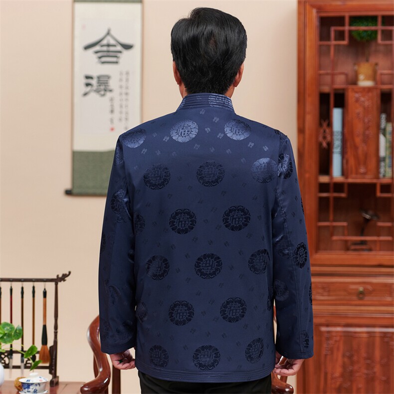 常货中老年风唐装加绒外套男送爸爸生日礼物外套风爷爷装,男装民族服装,钱塘723