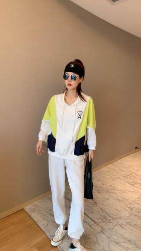 【现货】夏季新款针织防晒拼接连帽休闲潮款字母刺绣卫衣，女装卫衣/绒衫，微迪菲