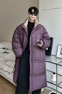 港风美式复古潮牌中长款羽绒服大码过膝羽绒服男77930P258控378图片