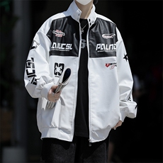 赛车服外套男款秋季装美式PU皮夹克痞帅高街机车衣服ovee潮牌街景，男装夹克，星座505-2（原电商A260-1)