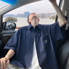2026夏季泡泡纱刺绣腊肠狗短袖衬衫男CD5483特P23建议零售价58，男装T恤，电商A001