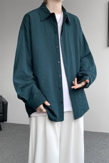 8XL-M泡泡纱盐缩肌理长袖衬衫男夏季冰丝外套防晒衬衣CS29007P40，男装衬衫，电商B312
