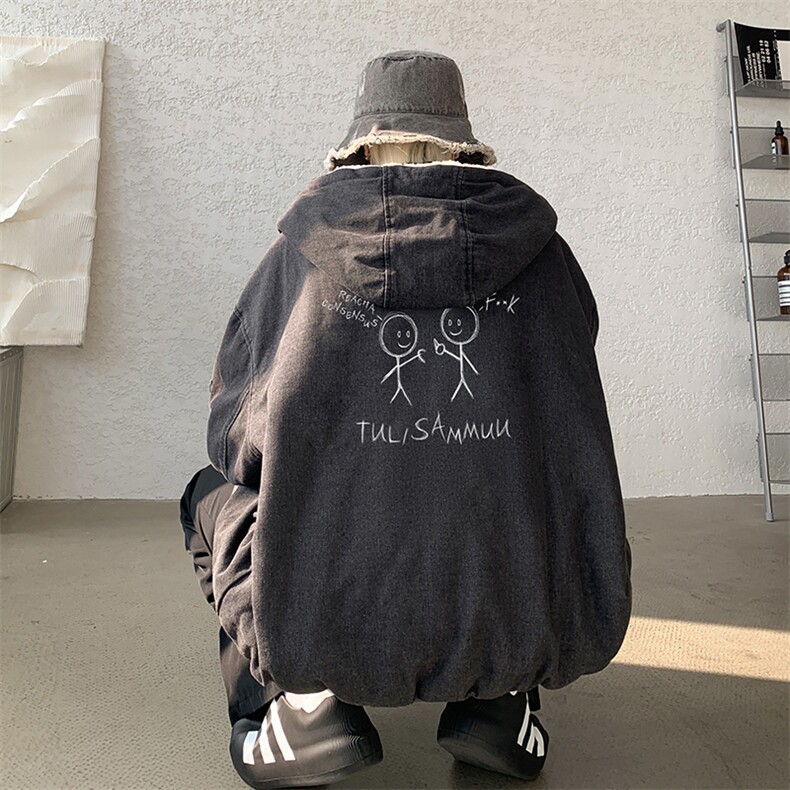 控价158牛仔棉衣男大码加绒羊羔绒牛仔棉服男棉袄NM53302-P140,男装棉衣,电商A040