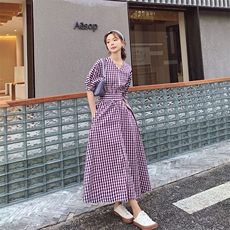 24号出货夏季新格子连衣裙（原8605）225-1932（），女装连衣裙，浙宝225