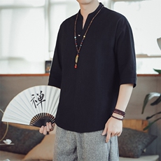 夏季男士风复古唐装名族风T恤A334-T117-P999，男装民族服装，电商B339(原A334）